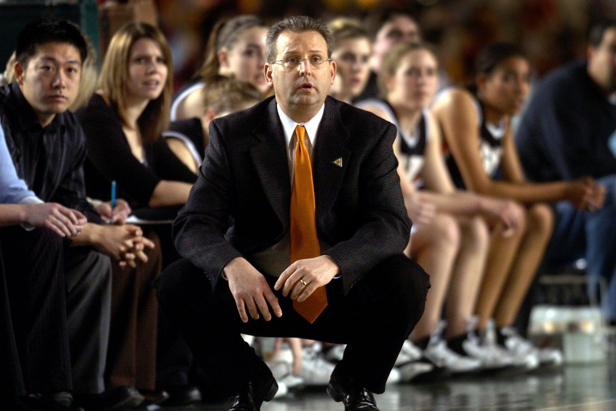 Lewis and Clark head coach Jim Redmon watches during a quarterfinal against Roosevelt at the State 4A tournament at the Tacoma Dome on Mar. 1, 2007.  (HOLLY PICKETT)