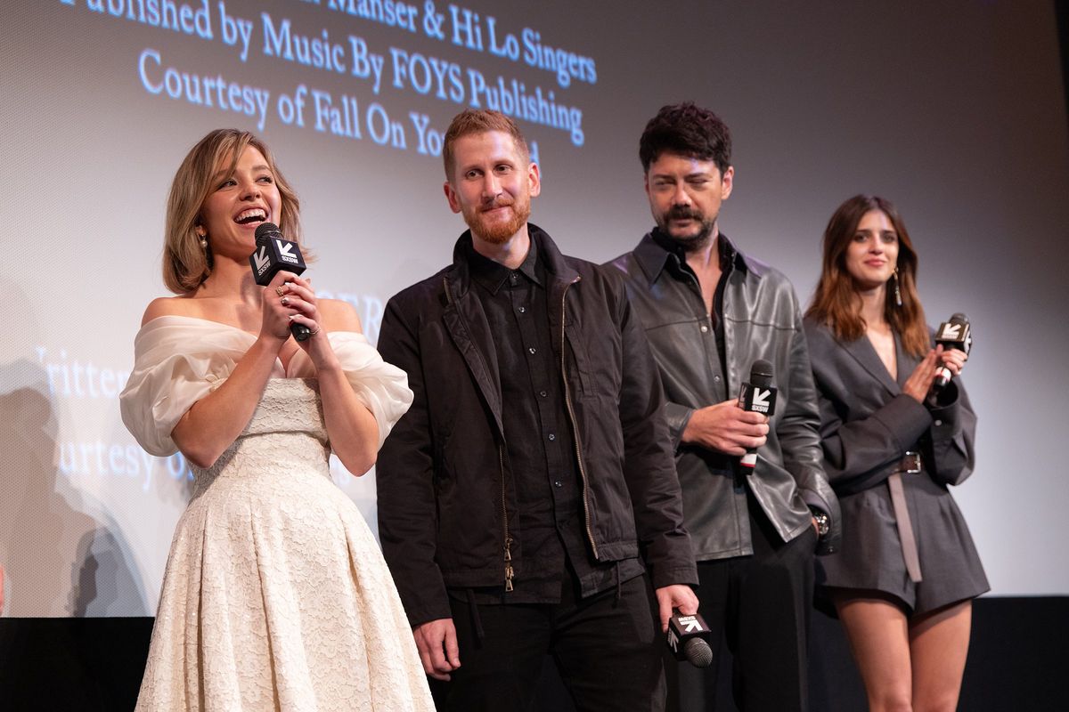 From left, Sydney Sweeney, Andrew Lobel, Alvaro Morte and Benedetta Porcaroli answer questions following the world premiere of “Immaculate” during the 2024 SXSW Conference and Festival at the Paramount Theatre on Thursday in Austin, Texas.  (Getty Images)