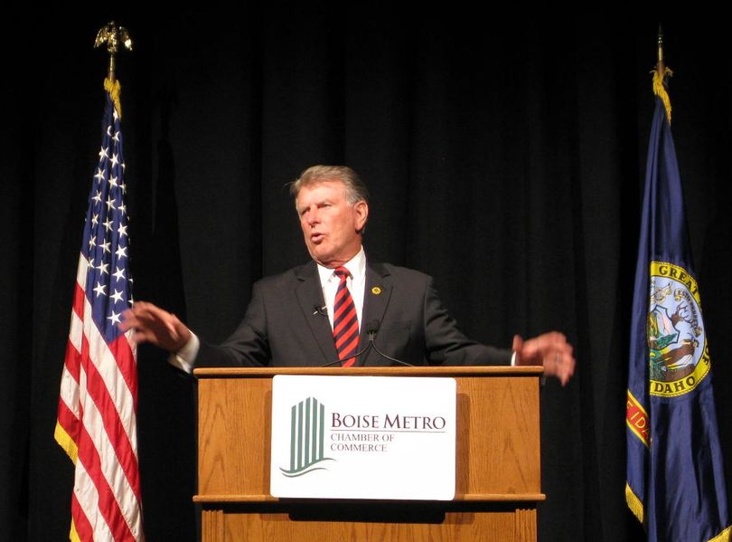 Idaho Gov. Butch Otter speaks to more than 600 people at his annual address to the Boise Metro Chamber of Commerce on Tuesday (Betsy Russell)