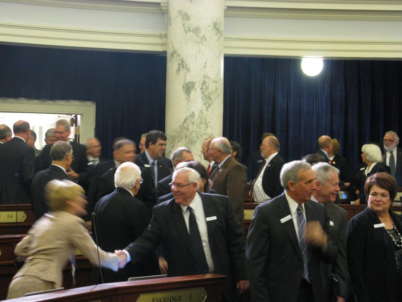 Senators enter the House chamber for the annual State of the State address (Betsy Russell)