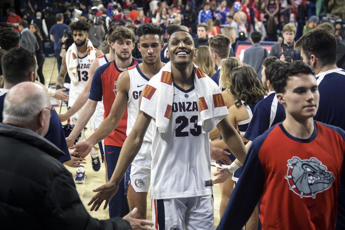 Gonzaga guard Zach Norvell Jr., is all smiles after Thursday’s rout of Texas A&M in the McCarthey Athletic Center. The Zags, who open the Maui Classic tonight against Illinois, remain No. 3 in the latest AP Top 25 poll. (Dan Pelle / The Spokesman-Review)