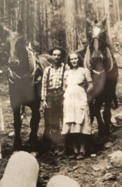 
Charles and Evalyn Kendrick, Floyd and Dale's parents, are pictured at a Priest Lake, Idaho, logging camp.
 (Holly Pickett / The Spokesman-Review)