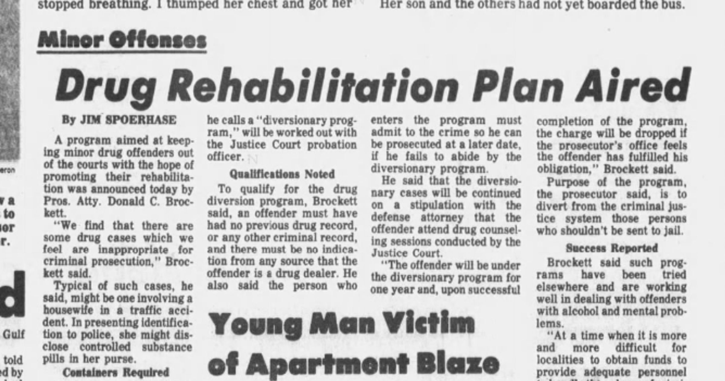 This day in history: Spokane County prosecutor announces new drug rehab program. Two women elected over male candiates in Moscow, Idaho, school board vote