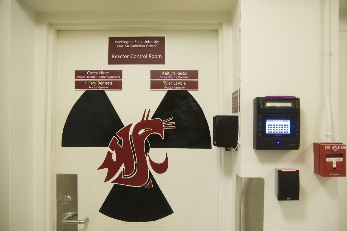 The entrance to the reactor space at the Nuclear Radiation Center at Washington State University is secured by multiple layers of security, shown Wednesday, July 20, 2016. (Jesse Tinsley / The Spokesman-Review)