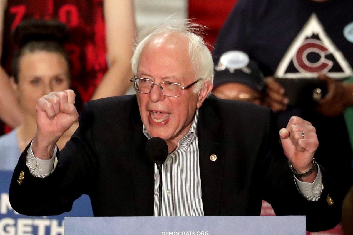 U.S. Sen. Bernie Sanders, I-Vt, speaks at a Democratic National Committee rally, Friday, April 21, 2017, in Mesa, Ariz. (Matt York / Associated Press)