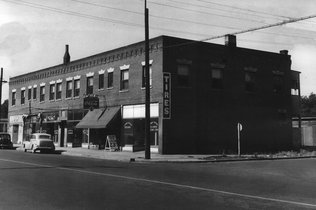 The Hoban building was built with space for retail businesses on the ground floor and apartments above at 2319 N. Monroe around 1908, and is seen here in a 1943 photo. City directories hint that the building didn’t really flourish. Shops came and went, as did the upstairs tenants. In 1980, Spokane Public Radio moved it, put their studios on the upper floors and stayed until 2016. (THE SPOKESMAN-REVIEW PHOTO ARCHIVE / SR)
