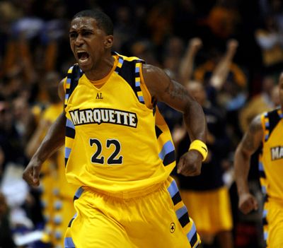 Marquette’s Jerel McNeal led the Golden Eagles with 24 points.  (Associated Press / The Spokesman-Review)