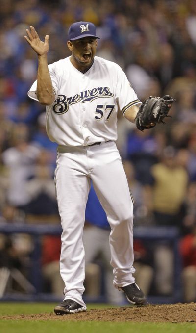 Thirteen-year veteran Francisco Rodriguez has a Brewers franchise-record 13 saves in April. (Associated Press)
