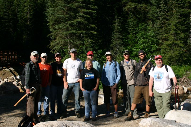 Volunteers worked with the Forest Service to clear the trail to Beehive Lakes in August 2011. (Idaho Trails Association)