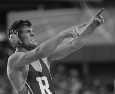 Riverside's Ryan DesRoches enjoys his second straight 2A 160-pound division title at Mat Classic.
(Patrick Hagerty Special to / The Spokesman-Review)