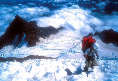 
Climbing Disappointment Cleaver route on Mount Rainier. 
 (Photo by Mike Gauthier / The Spokesman-Review)