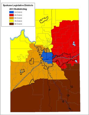 A map of the new Legislative Districts in Spokane County (Jim Camden)