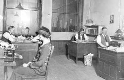 
Spokesman-Review reporters and editors work in the newsroom in 1923. Spokesman-Review photo archive
 (Spokesman-Review photo archive / The Spokesman-Review)