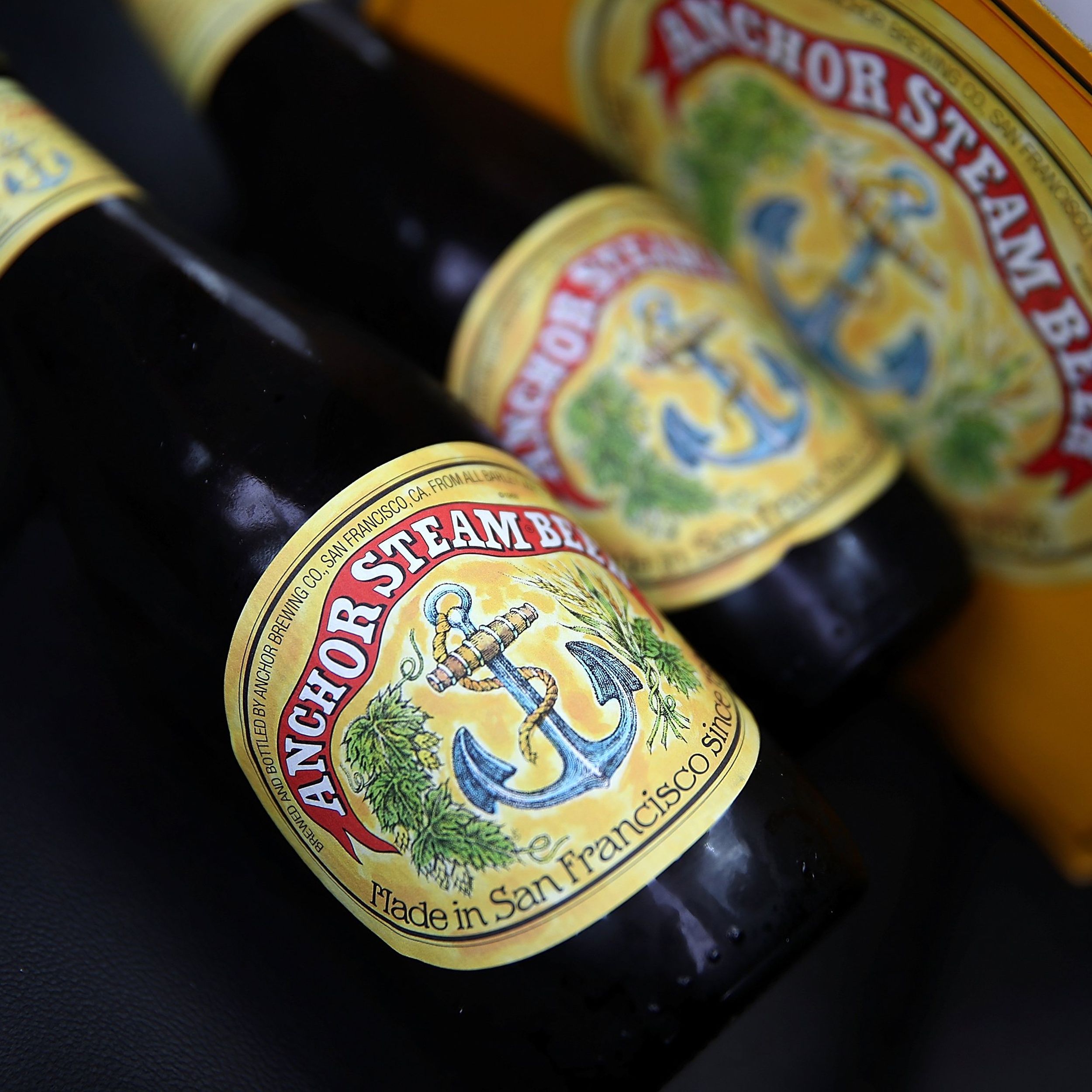 An Anchor Brewing Co. steam beer is photographed at a store in San