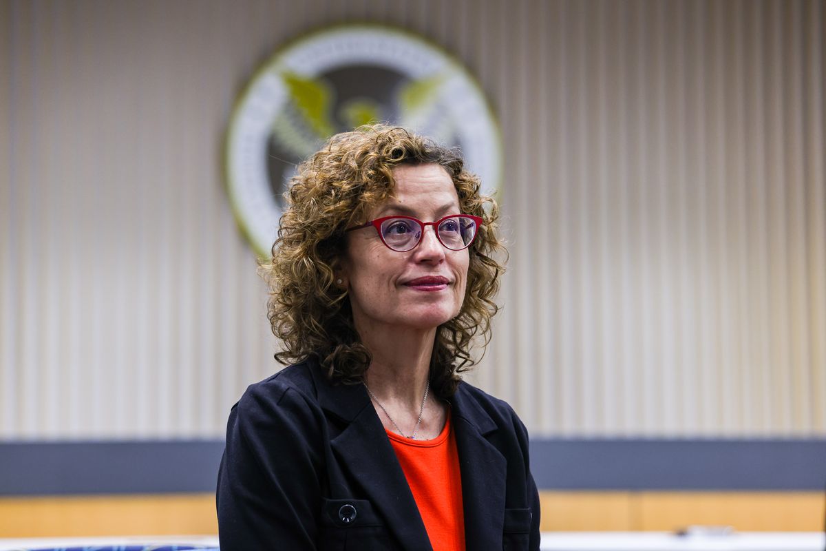 Anna M. Gomez, the sole Democrat-appointed member of the Federal Communications Commission, at FCC headquarters in Washington on Tuesday. MUST CREDIT: Valerie Plesch/For The Washington Post  (Valerie Plesch/For The Washington Post)