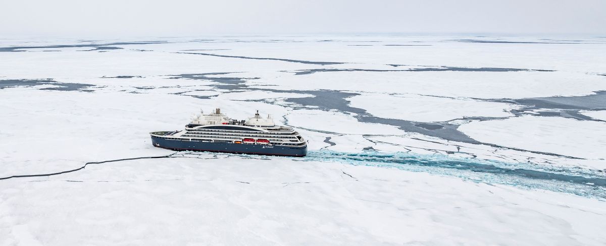 An undated photo provided by PONANT-Olivier Blaud shows a hybrid electric ship operating in the polar regions recently launched by the French cruise company Ponant. Courtesy of PONANT-Olivier Blaud   (Courtesy of PONANT-Olivier Blaud)