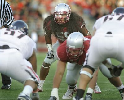 Late-season addition of Sekope Kaufusi to linebacker corps was key move for WSU. (Christopher Anderson)