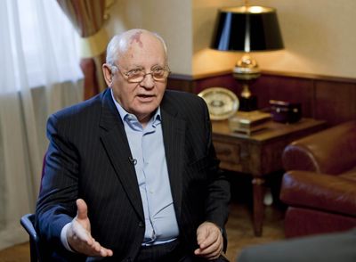 Former Soviet President Mikhail Gorbachev gives an interview in Moscow on Thursday.  (Associated Press / The Spokesman-Review)