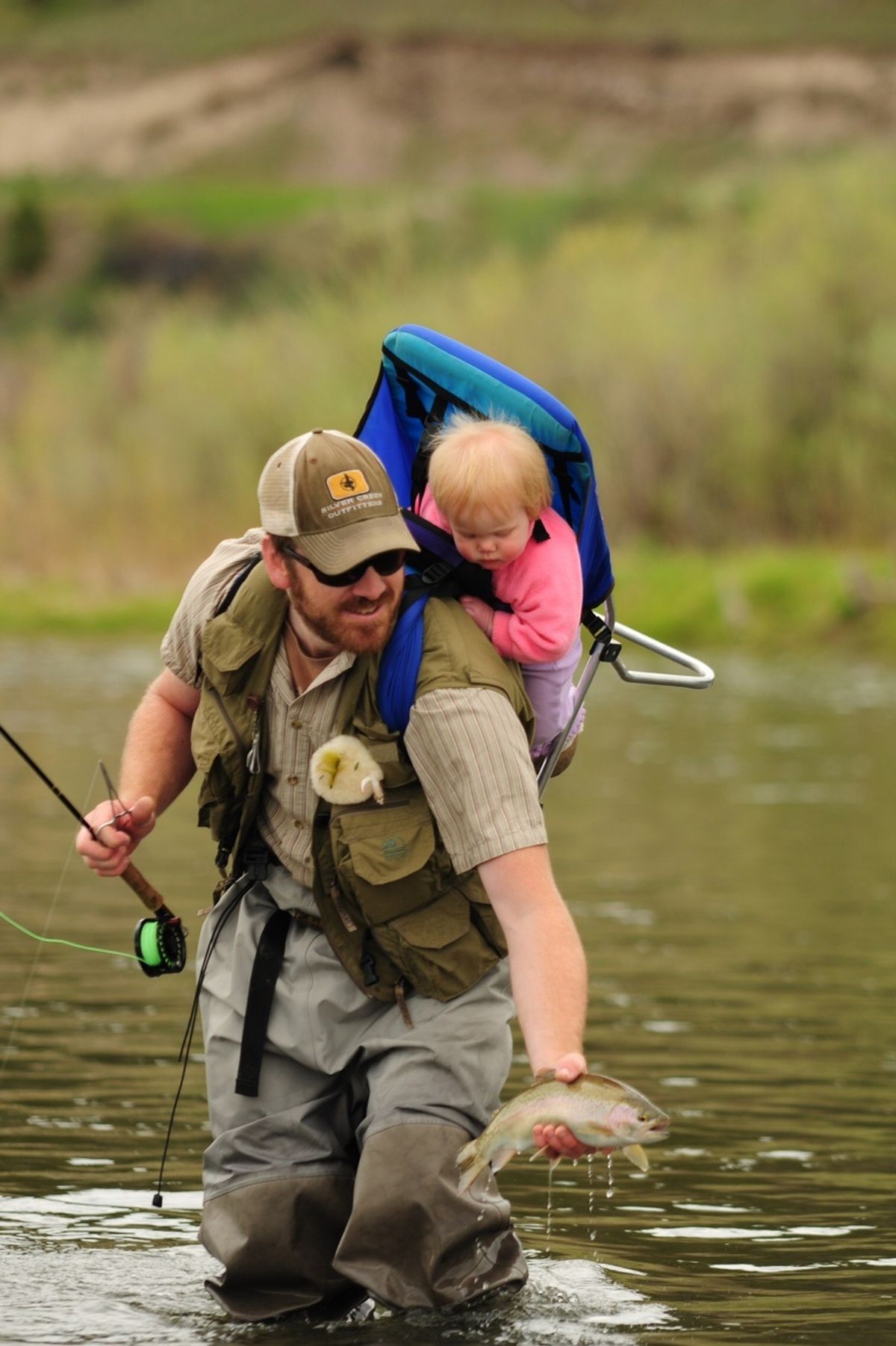 Now: Former GSL place-kicking record holder Randy Jones has his daughter for company on a fly fishing excursion.