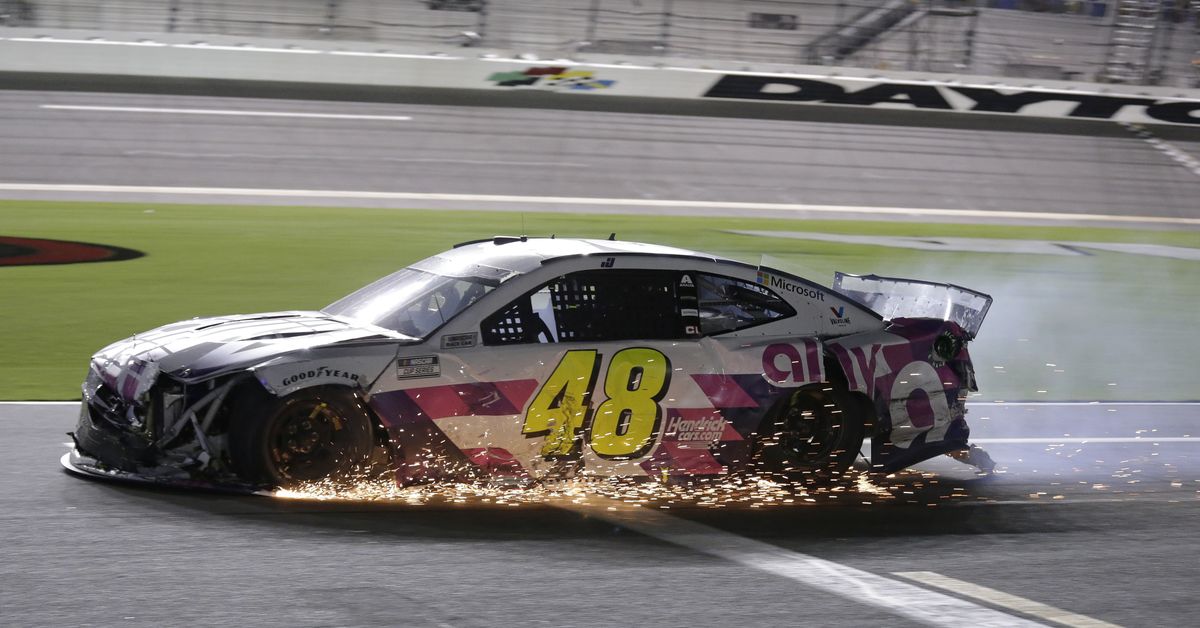 A late crash ended Jimmie Johnson’s race and bid for a playoff berth on Saturday in Daytona Beach, Fla.  (Terry Renna)