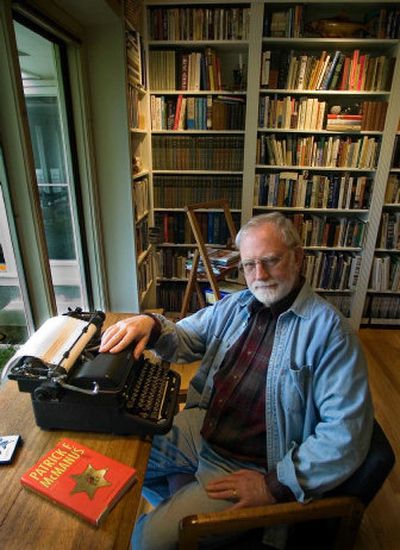 
Spokane author Pat McManus sits at his manual typewriter that he still uses in his North Side home.
 (Christopher Anderson / The Spokesman-Review)
