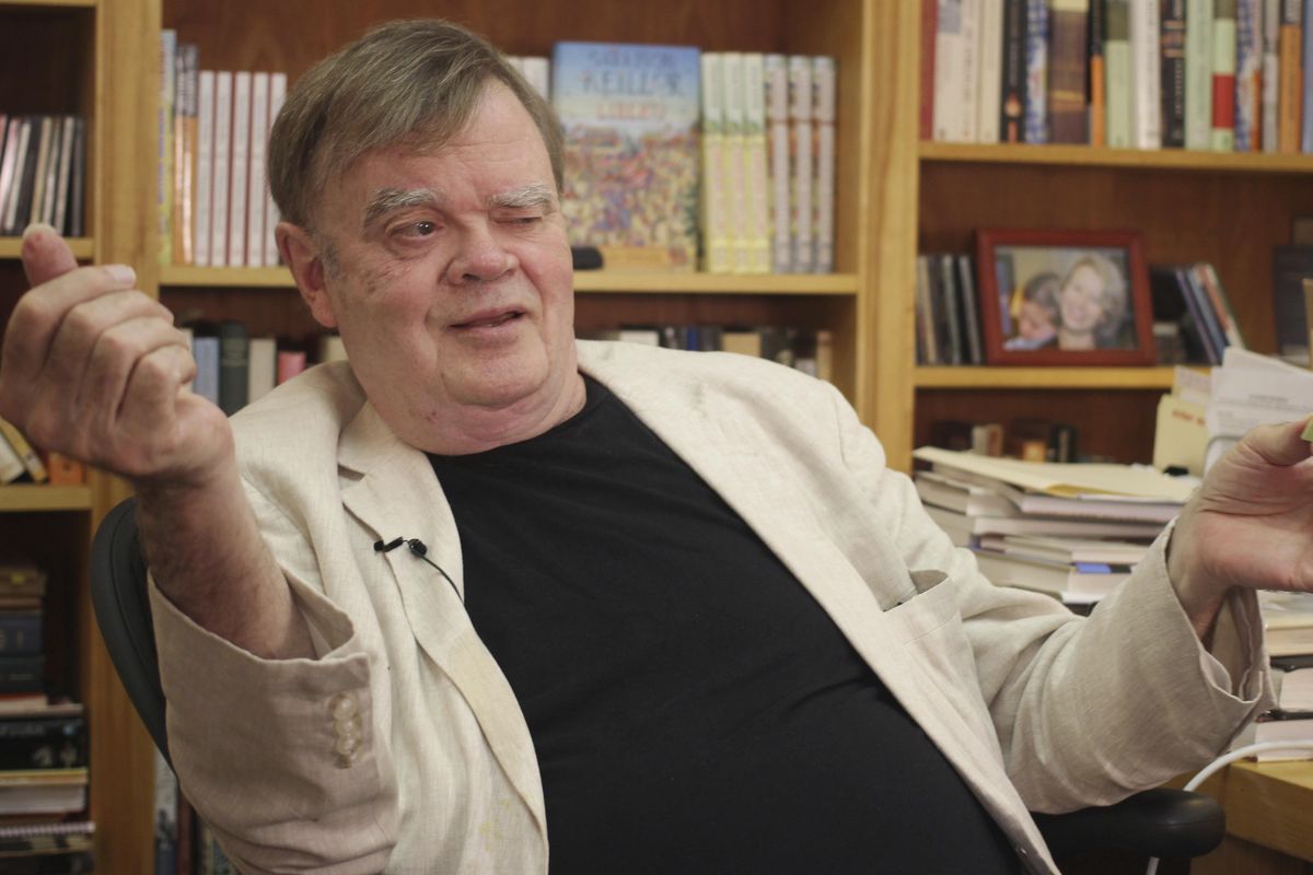 Garrison Keillor, creator and former host of “A Prairie Home Companion,” at his St. Paul, Minn., office on July 26. Now that he has hung up his microphone as host of his popular public radio show, Keillor, 75, has embarked on a 28-city “Prairie Home Love & Comedy Tour – 2017,” which he vows will be his last. (Jeff Baenen / AP)