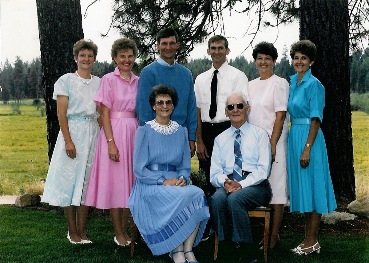 On the occasion of her parents’ 50th wedding anniversary in 1989, Judy Koesel, standing second from left, is shown with her parents, Elaine and Raymond Koesel, and siblings. From left are Lois Hare, Judy Koesel, Dennis Koesel, Dean Koesel, Sue Zentz and Kay Hajostek. Judy Koesel died Jan. 13. She was 67. Photos courtesy of family (Photos courtesy of family / The Spokesman-Review)