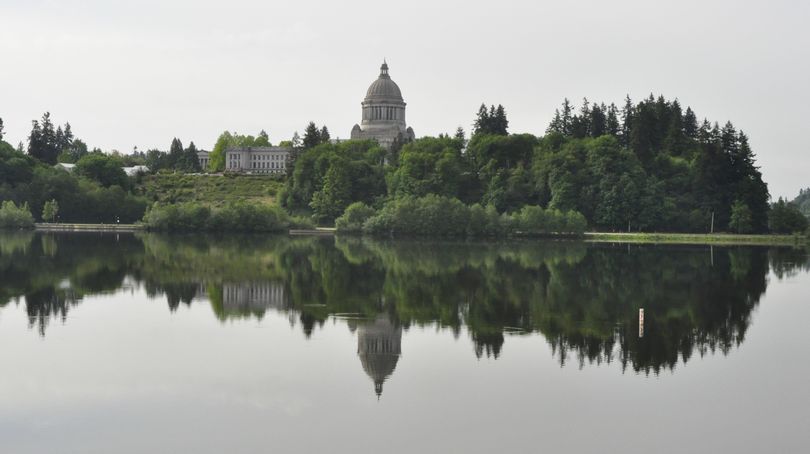 OLYMPIA -- The Washington State Capitol reflected in Capitol Lake on May 15, 2013 (Jim Camden)