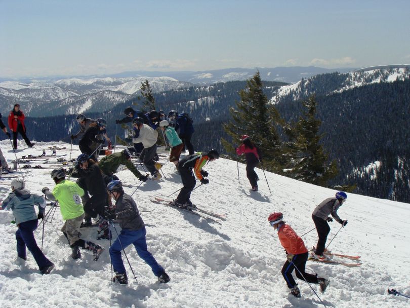 Skiers start the first leg of the Leadman Triathlon on Silver Mountain. (Courtesy photo)