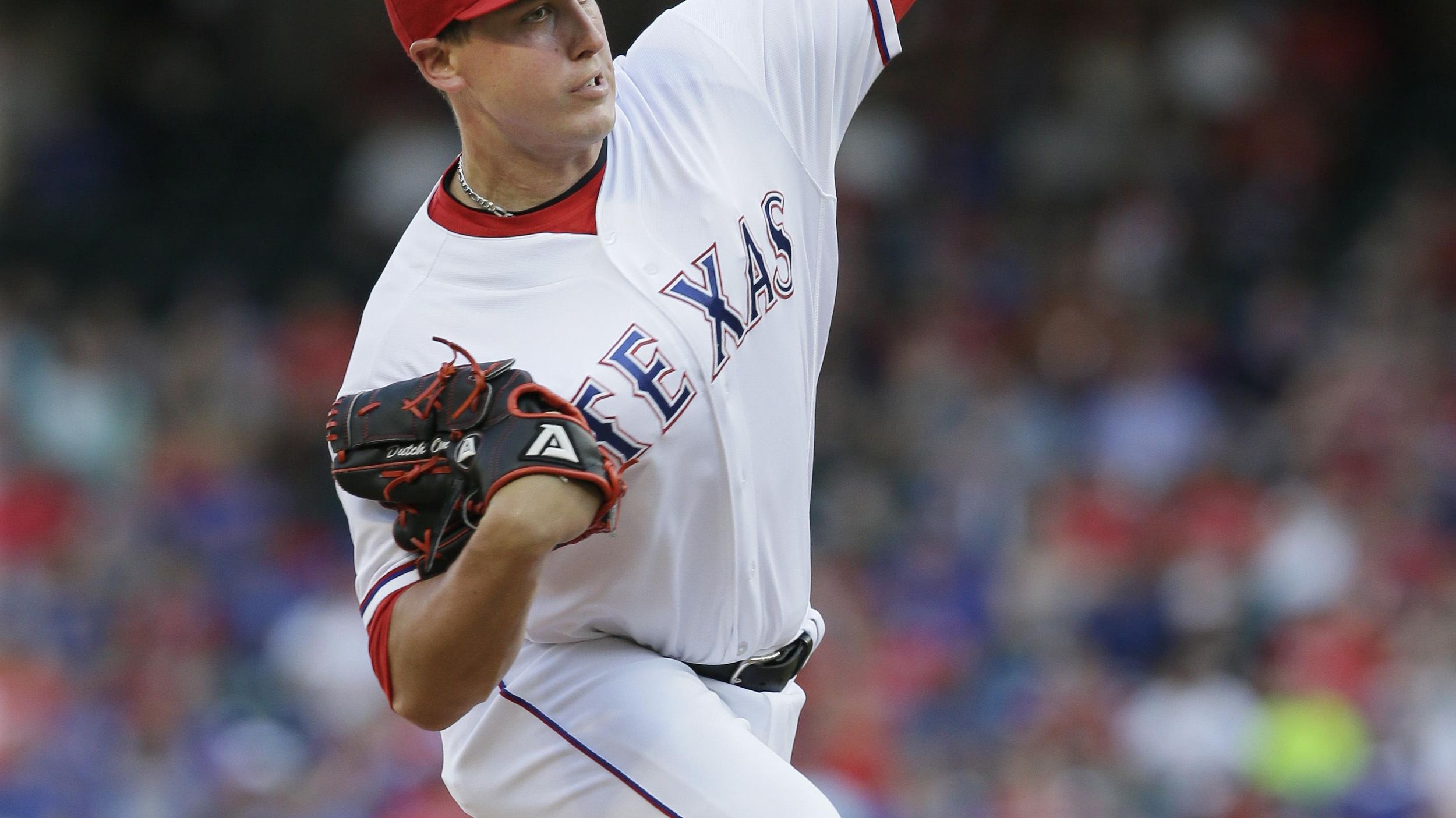 DEREK HOLLAND TEXAS RANGERS ACTION SIGNED 8x10