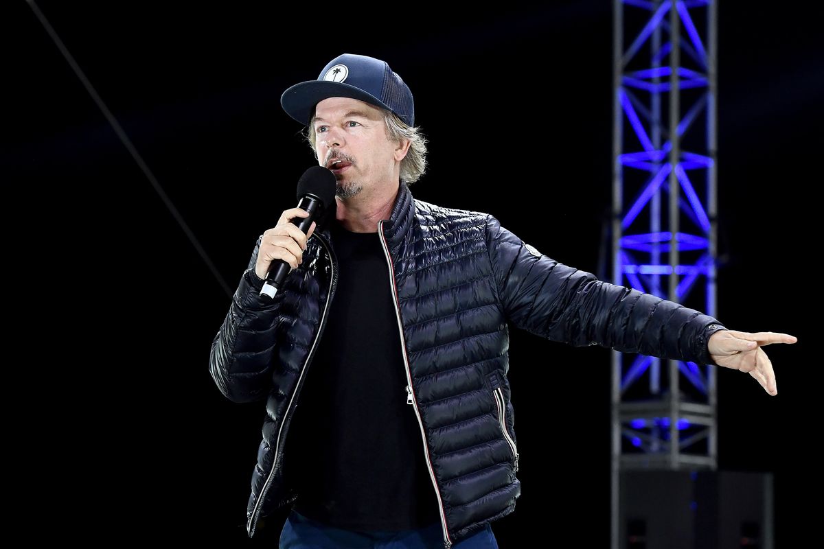 David Spade performs onstage during the “Comedy in Your Car’s” drive-In concert at Ventura County Fairgrounds and Event Center in 2020.  (Getty Images)