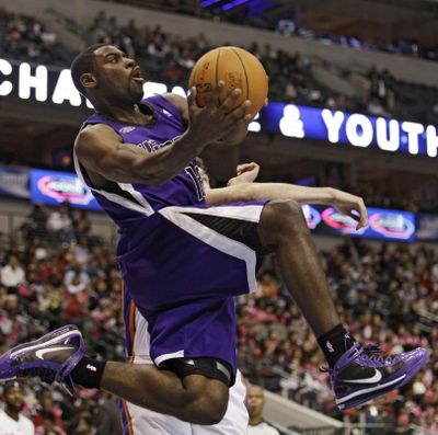 Kings’ Tyreke Evans lit up Toronto for a triple-double Wednesday night.  (File Associated Press)