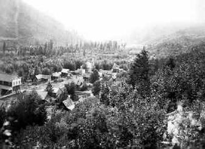 
This photo, from the late 1900's, of Murray, Idaho shows one of the town's original buildings, at the far left, that still stand's, and is now occupied by the Sprag Pole Restaurant and Musuem. The village of Curry was laid out in 1884, then renamed Marraysville, for George Murray, a miner and part owner of one of the claims that the town was built on. In 1885 the name was shortened to Murray. Photo archive/
 (Photo archive/ / The Spokesman-Review)