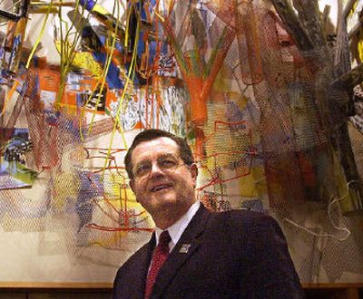 
Jim West conducts his first press conference as mayor-elect in the Chase Gallery on Nov. 11, 2003. 
 (Christopher Anderson / The Spokesman-Review)