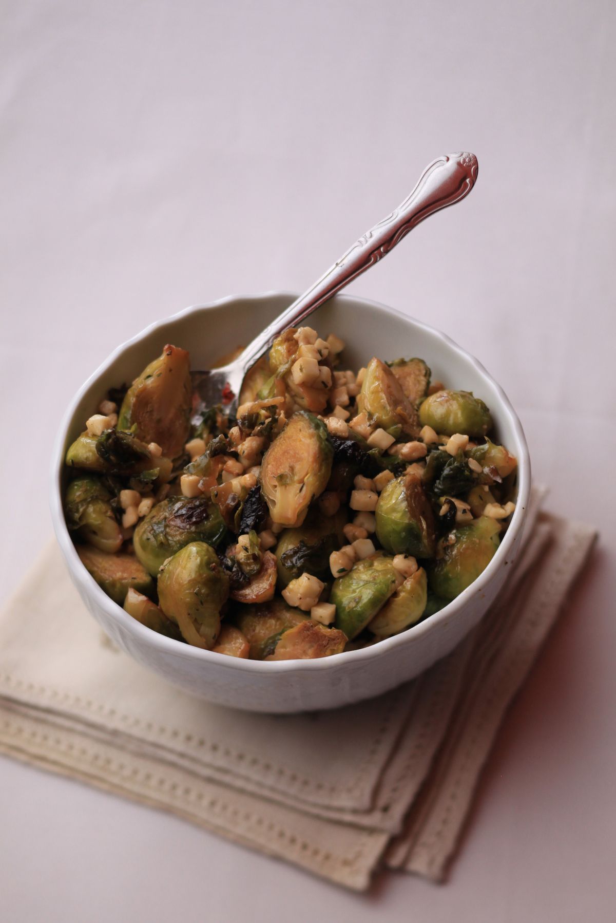 Brussels Sprouts with Pecorino and Thyme can be paired with an earthy roast Leg of Lamb with a Clementine Crust, and a wintry rigatoni pasta with beef and parsnip for a fantastic family meal.