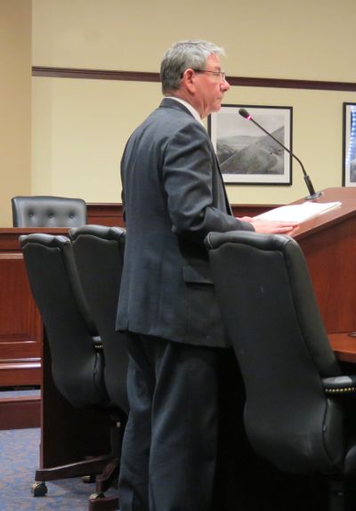 Rep. Lynn Luker, R-Boise, proposes a public records exemption bill to the House State Affairs Committee on Wednesday morning (Betsy Z. Russell)