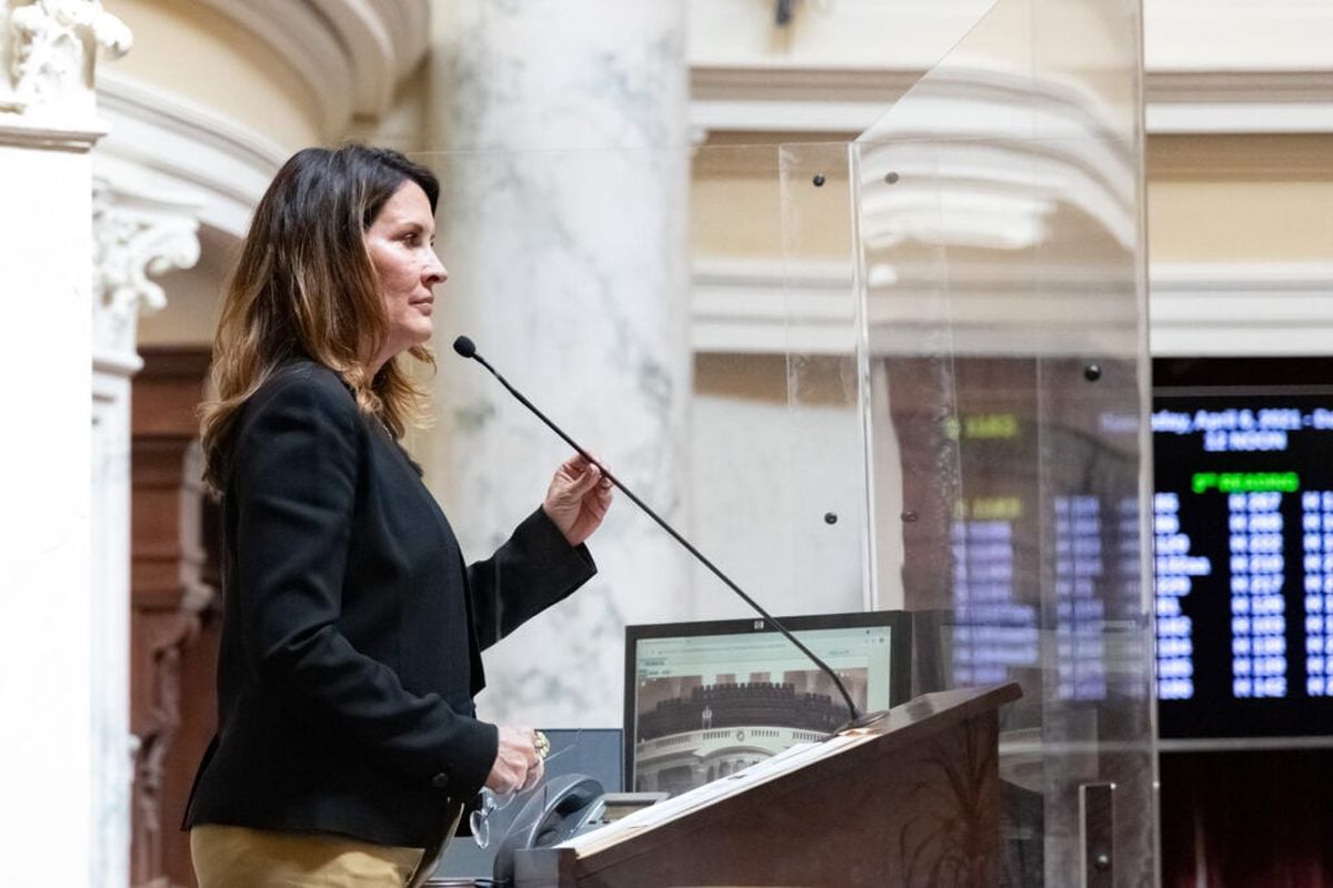 Lt. Gov. Janice McGeachin presides over the Senate at the Idaho Capitol on April 6, 2021.  (Otto Kitsinger/Idaho Capital Sun)