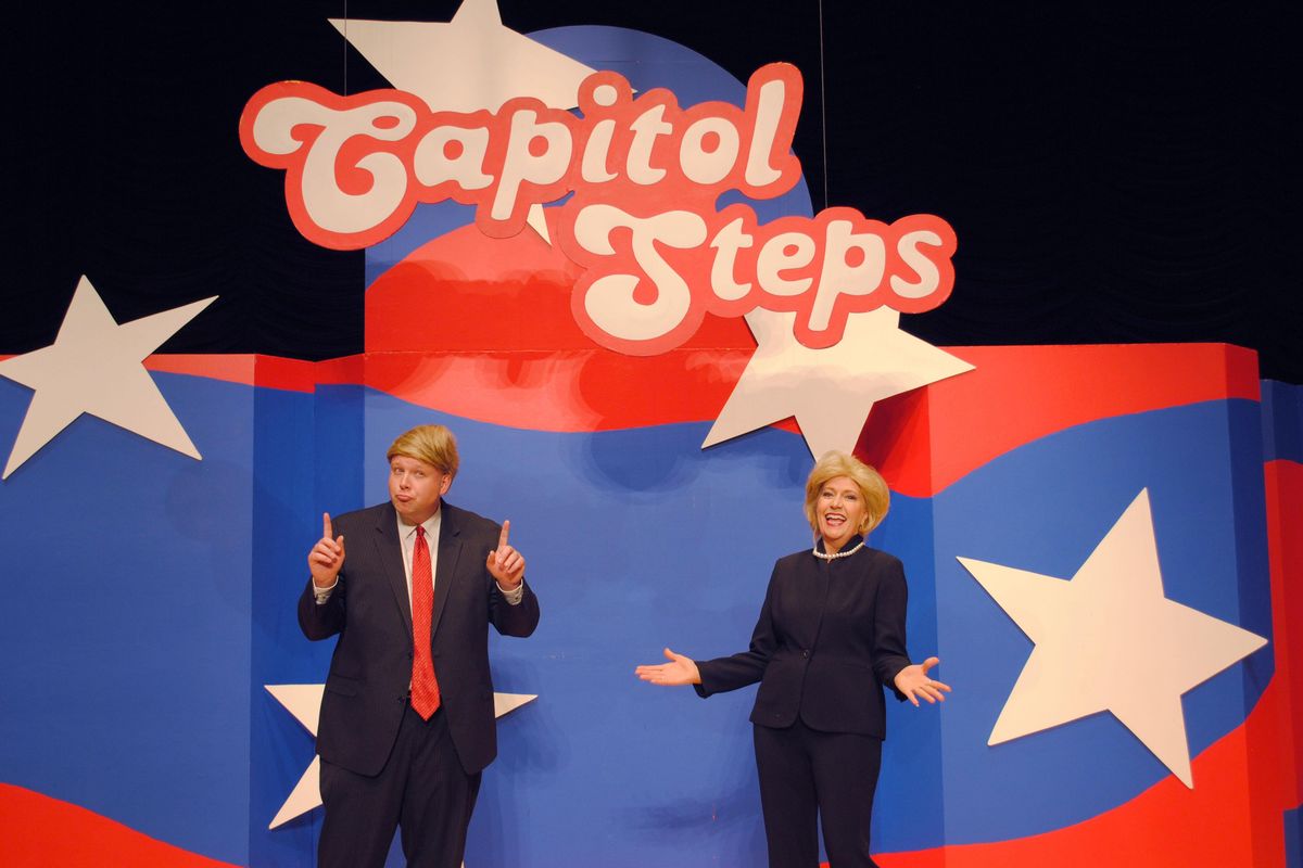 Capitol Steps performers portray Donald Trump and Hillary Clinton. (The Capitol Steps)