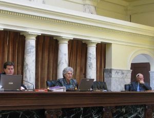 JFAC Co-Chair Rep. Maxine Bell, R-Jerome, center, said Tuesday morning that there's "enough hurt to go around" in the budgets the joint committee is setting. (Betsy Russell)