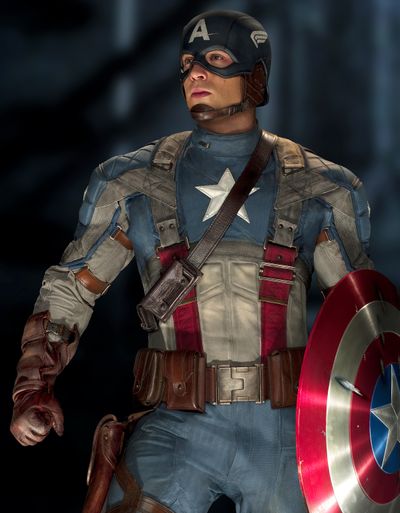 Chris Evans is shown in a scene from the film “Captain America: The First Avenger.”