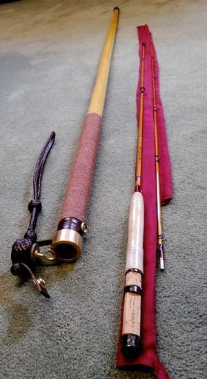 A bamboo fly rod and walking stick case was donated by Sweetgrass Rods of Twin Bridges, Mont., to be raffled by the Parkinson's Resource Center in Spokane.