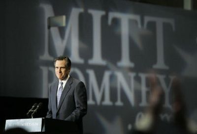 
Former Republican governor of Massachusetts Mitt Romney announces his candidacy for president at the Henry Ford Museum in Dearborn, Mich., on Tuesday.
 (Associated Press / The Spokesman-Review)