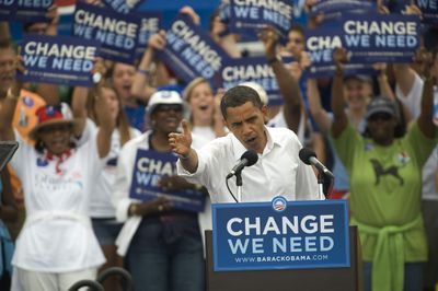 Sen. Barack Obama, D-Ill., speaks at a rally in Jacksonville, Fla., on Saturday. (Associated Press / The Spokesman-Review)