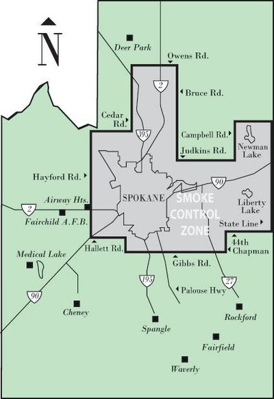 The smoke control zone that bans people living inside of it from using wood fireplaces to help with air quality issues.  (Courtesy of Spokane Regional Clean Air)