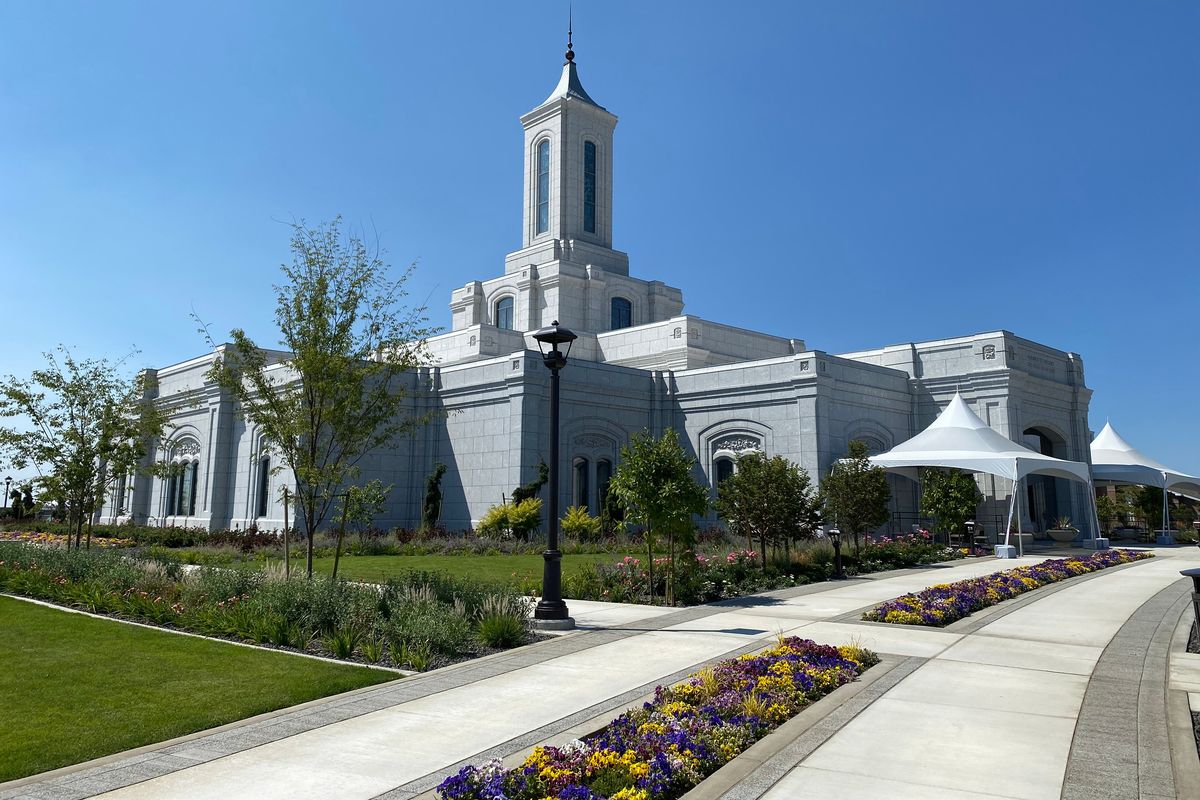 The Moses Lake temple, seen on Monday, is the fourth LDS temple in Washington state. It will serve membership in much of central Washington.  (By James Hanlon/The Spokesman-Review)