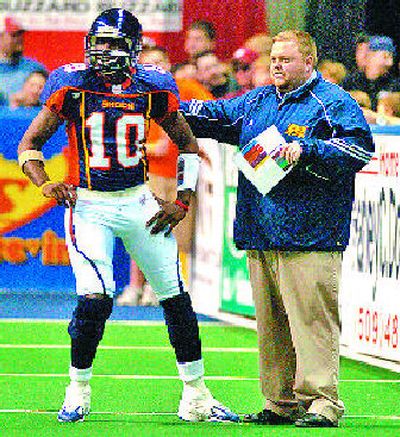 
Shock QB Andrico Hines and head coach Adam Shackleford face tough assignment in Boise. 
 (Ingrid Lindemann / The Spokesman-Review)