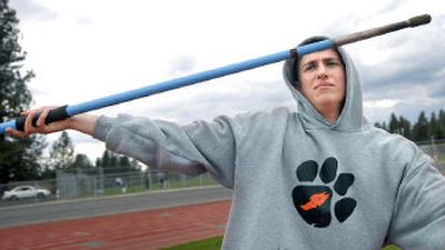 
LC sophomore Joe Zimmerman  keeps his focus on the javelin while gaining speed for a throw at practice. He first competed in the javelin as a freshman at Cheney. 
 (Holly Pickett / The Spokesman-Review)