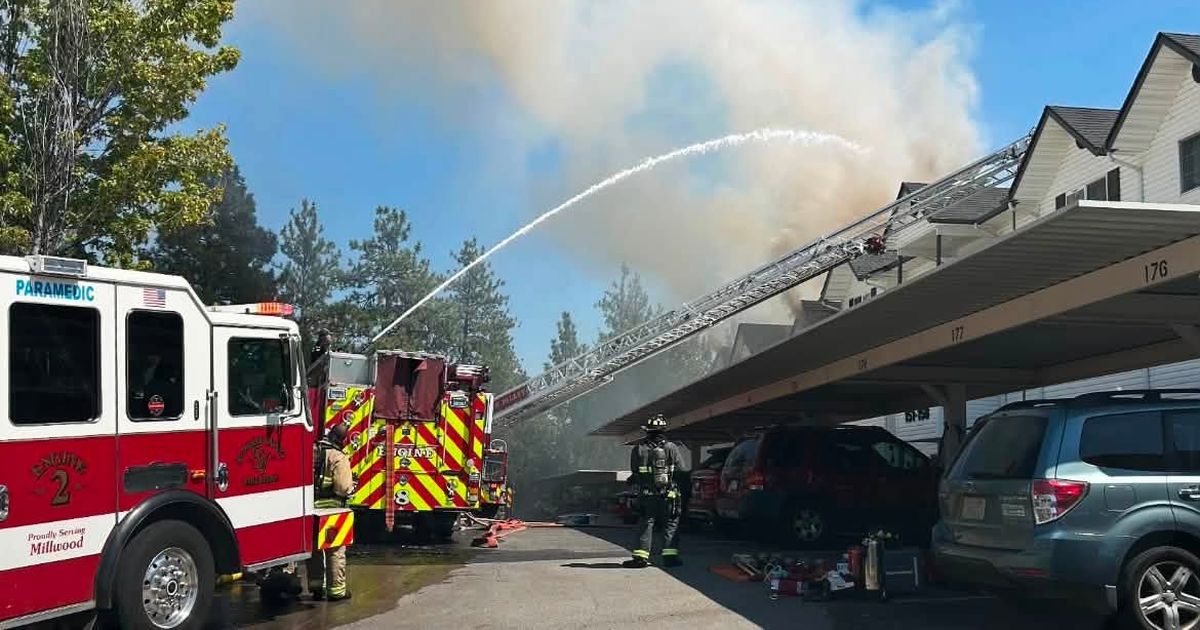 Apartment fire in Spokane Valley guts building and spreads to nearby trees