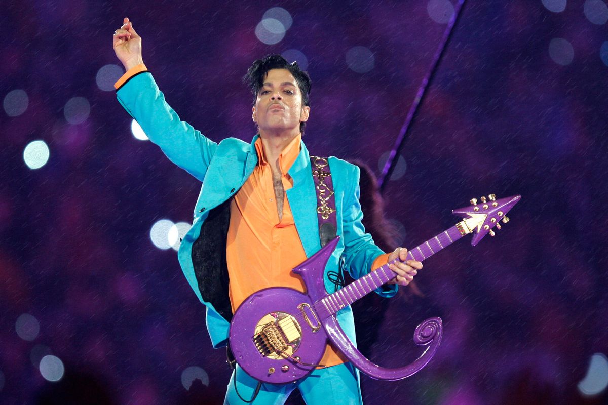 FILE - In this Feb. 4, 2007, file photo, Prince performs during the halftime show at the Super Bowl XLI football game in Miami. The music icon died of an accidental opioid overdose at his Paisley Park studio on April 21, 2016.  (Chris O