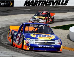 Kevin Harvick leads Richard Childress Racing teammate Ty Dillon during the NASCAR Camping World Truck Series Kroger 250 on Saturday at Martinsville Speedway in Martinsville, Va. (Photo Credit: Jerry Markland/Getty Images for NASCAR) (Jerry Markland / Getty Images North America)
